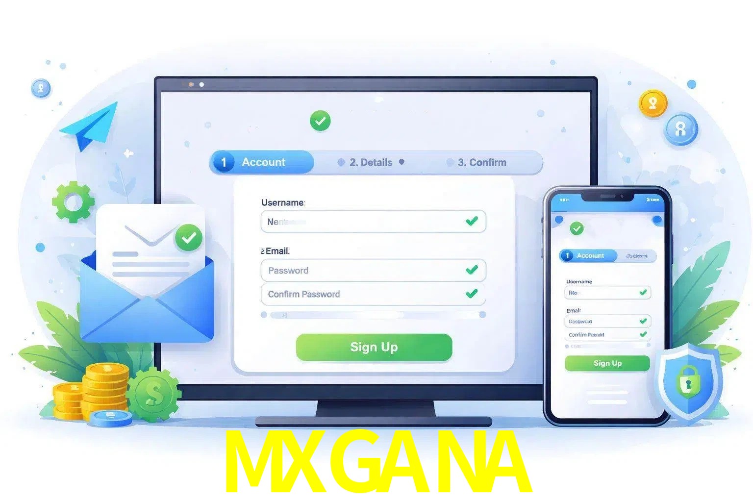 Registro de nuevo usuario y configuración de cuenta MXGANA